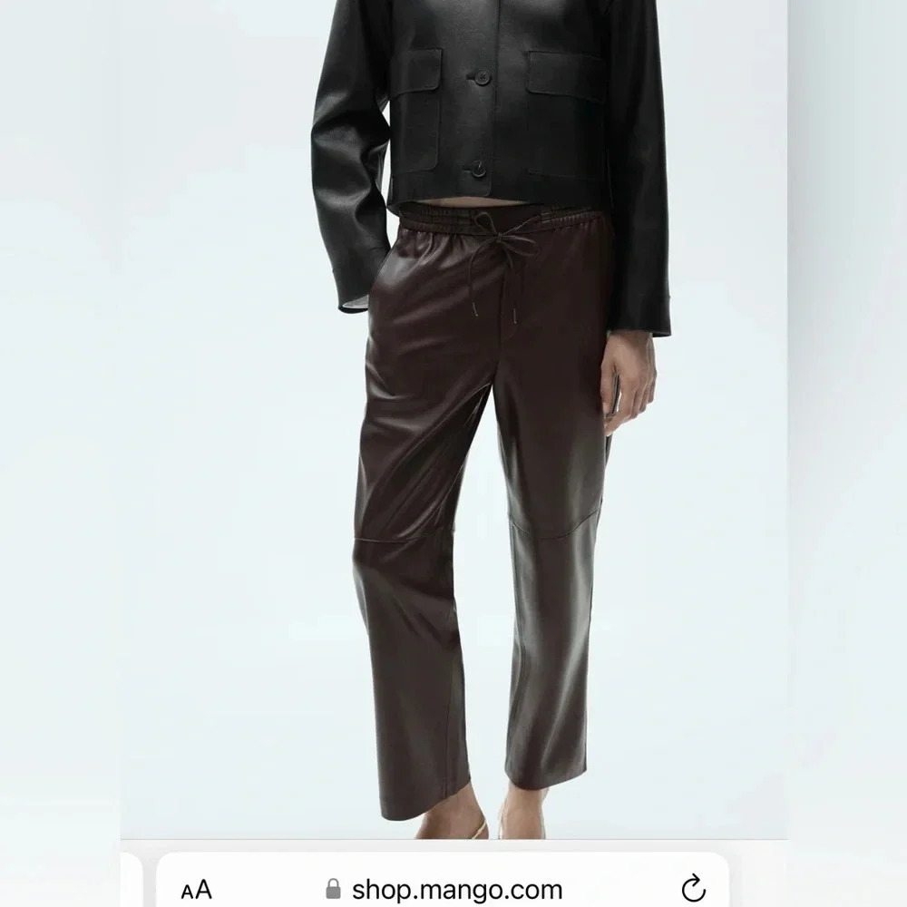 Mango Faux Leather Trousers size 2XL